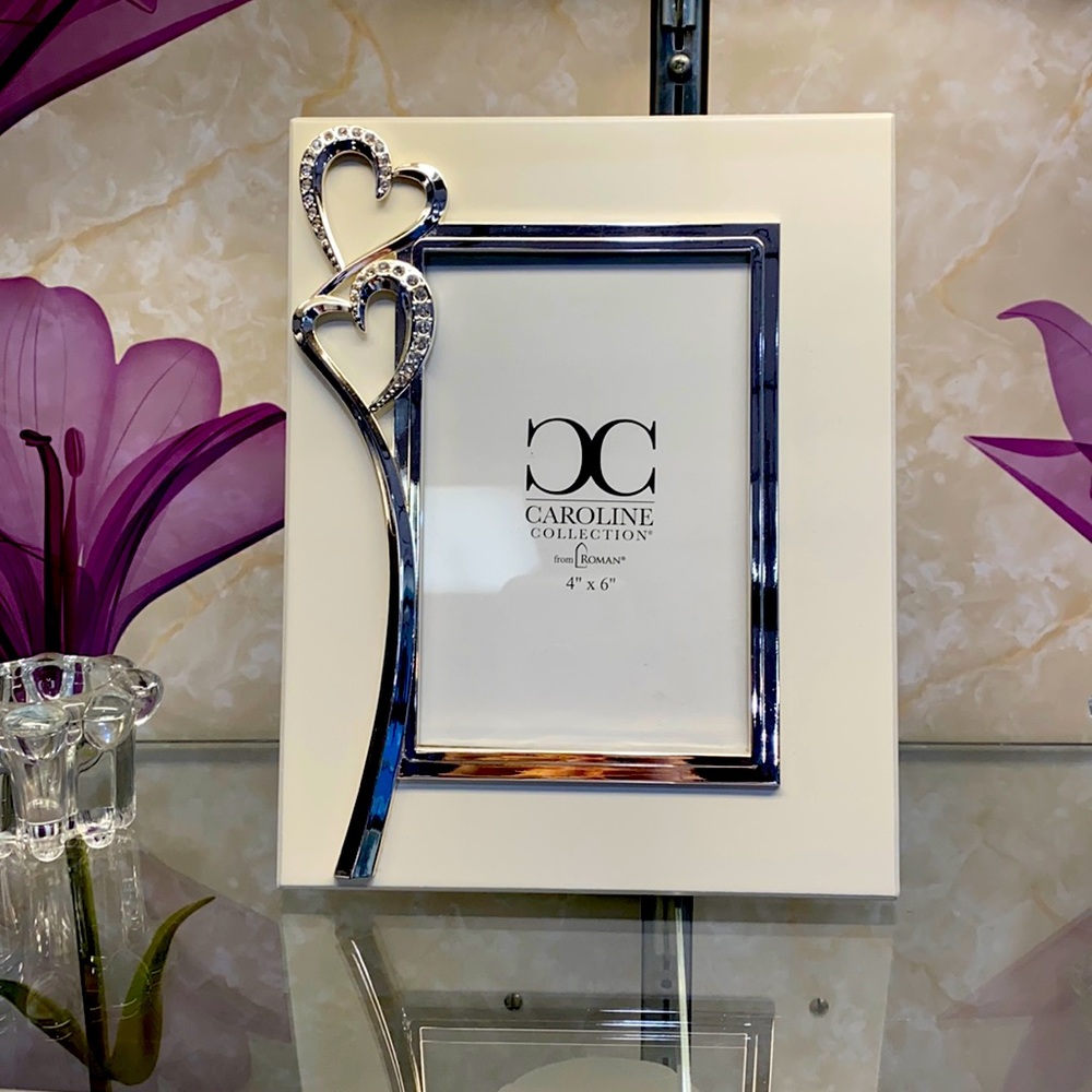 2 heart with crystals picture frame
